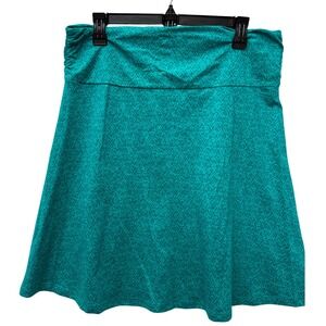 Toad&Co‎ Women's Large Teal Geometric Print Elastic Waist A-Line Skirt
